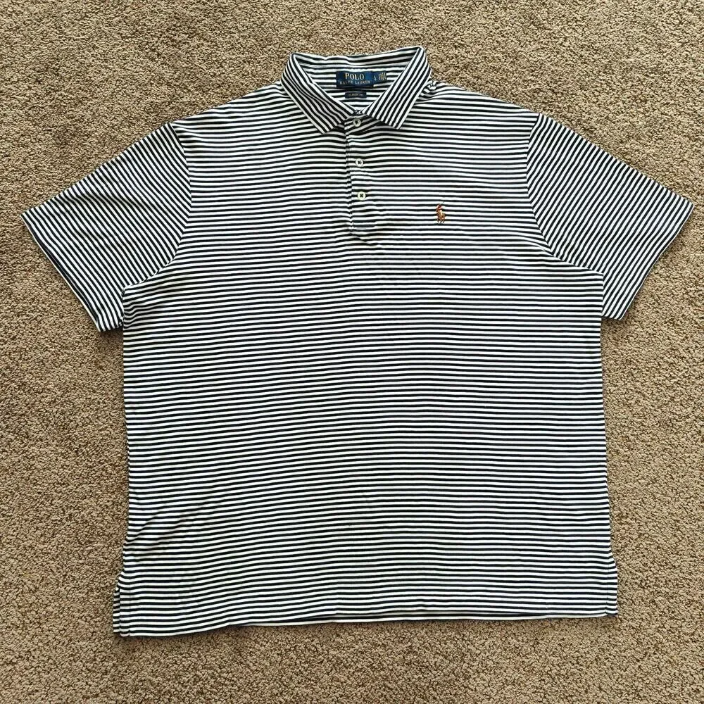 Men's Polo Ralph Laure‎ stripe polo shirt | navy / white | Sz: L